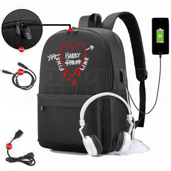 

Sac A Dos Fine Line Bag Treat People with Kindness USB Charing Backpack Girls Mochila Harry Styles Schoolbag Women Travel Bags
