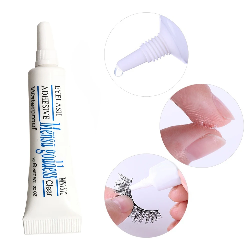 2Pcs Women Eyelash Glue Gel Alloy Tweezers Clip Set Waterproof False Eyelashes Makeup Adhesive Eye Lash Glue Cosmetic Tools
