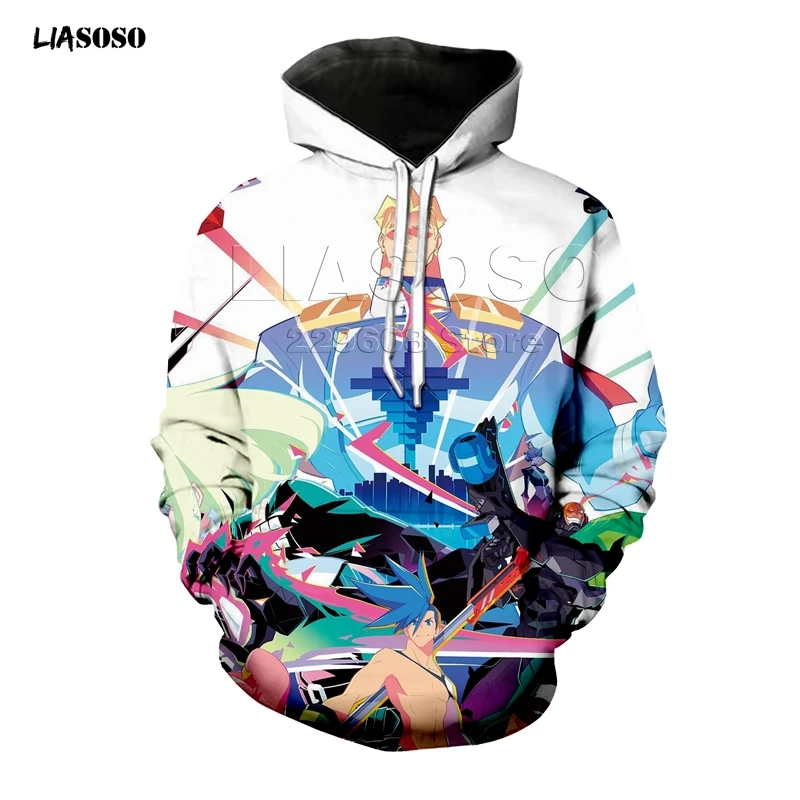 LIASOSO, новинка, 3D принт, для мужчин и женщин, новинка, аниме, Promare, повседневная, Harajuku, футболка, Молодежный, косплей, хип-хоп, хипстер, уличная одежда