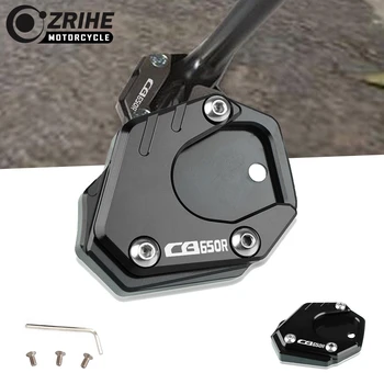 

Motorcycle Side Stand Black chassis Kickstand Sidestand Enlarger Support Extension Pad With logo For Honda CB CB650R R 2019-2020