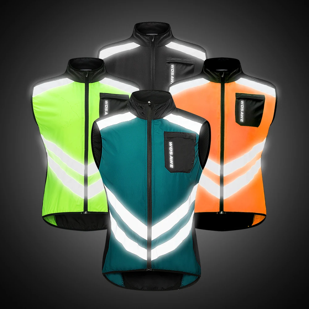 WOSAWE Radsport Weste winddicht Gilet Reflektierend MTB Vest Hohe  Sichtbarkeit 