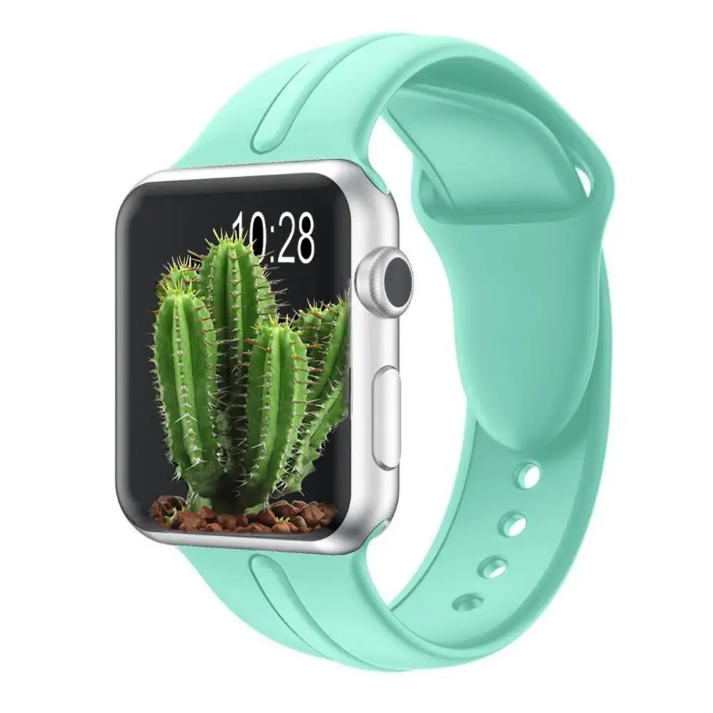 Силиконовый ремешок для Apple Watch 42 мм 38 5 4 3 2 1 сменный спортивный iWatch Bands женщин и