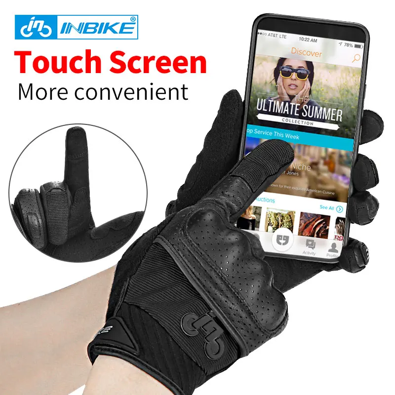 Кожаные Мотоциклетные Перчатки INBIKE моющиеся мотоциклетные перчатки с закрытыми