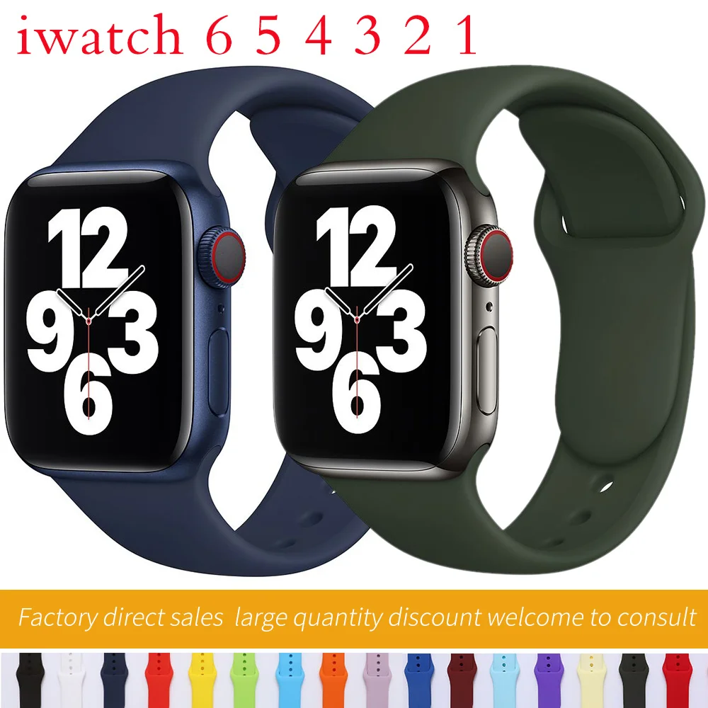 

Soft Silicone for Apple Watch Band Series 6 SE 5 4 3 2 1 38MM 42MM Rubber Watchband Strap for iWatch 4/5 40MM 44MM
