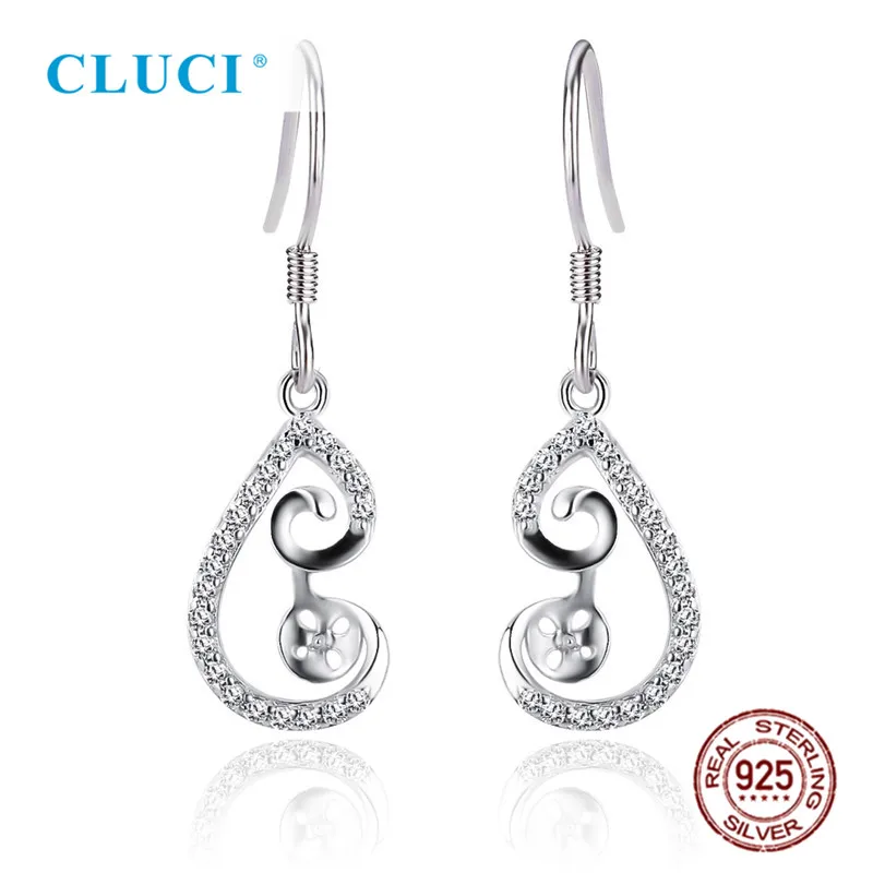 CLUCI оптом 3 пары 925 пробы серебряные Твист серьги жемчужное крепление для серьги циркония серьги для женщин