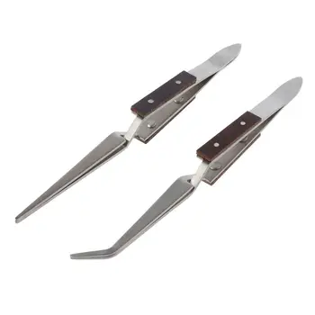 

Jewelry Tool Soldering Tweezer Straight Curved Tip Cross-locking Welding Tweezer