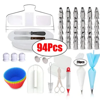 

94pcs Multi-function Cake Decorating Kit Cake Turntable Set Pastry Tube Fondant Tool Kitchen Dessert Baking Pastry Supplies