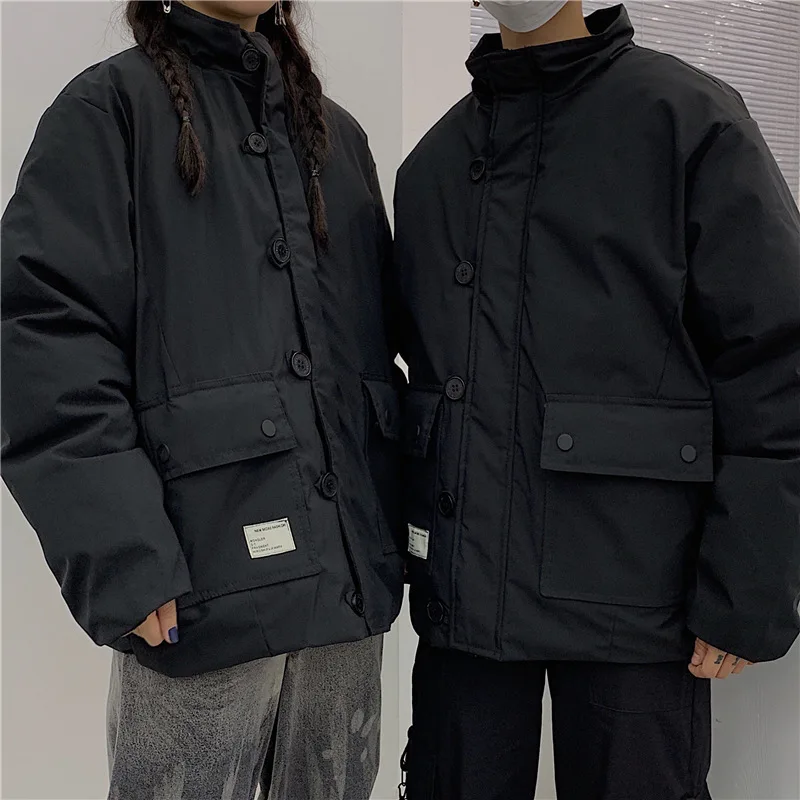 Зима Япония и Корея Harajuku толстое хлопковое пальто куртка мужская и женская куртка большой карман космический костюм рабочая уличная одежда