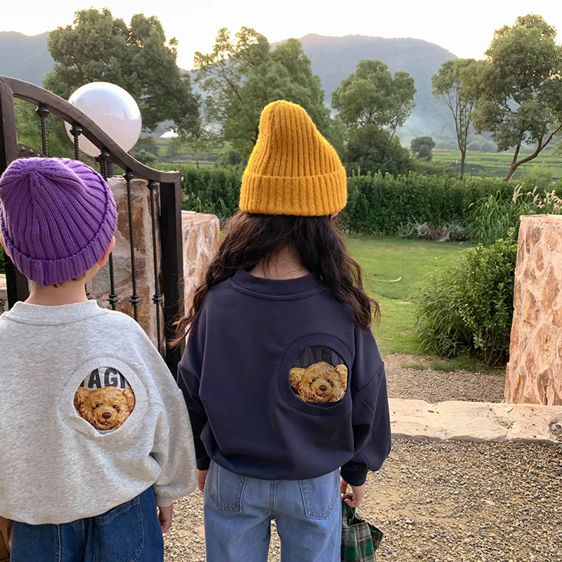 Ropa para niños de 4 a 14 años, sudaderas con capucha de punto, ropa de  primavera, sudaderas para niñas, camisetas bonitas de manga larga con  cuello redondo, sudaderas con capucha de moda