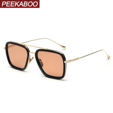 Peekaboo женские поляризованные солнцезащитные очки мужские маленькие модные ретро солнцезащитные очки для женщин Желтый Черный золотое металлическое обрамление квадратный