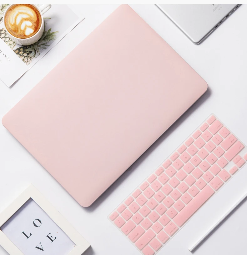 Однотонный чехол для Macbook Air 13 A1932, чехол для клавиатуры, чехол для ноутбука MacBook Air 13 Pro retina 11 12 13,3 15 Touch Bar - Цвет: Pink-Keyb Cover