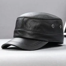 H3509 Мужская военная шапка из натуральной кожи, осенне-зимняя мужская уличная теплая Кепка с плоским верхом из овчины, солнцезащитная Кепка, модные шапки высокого качества