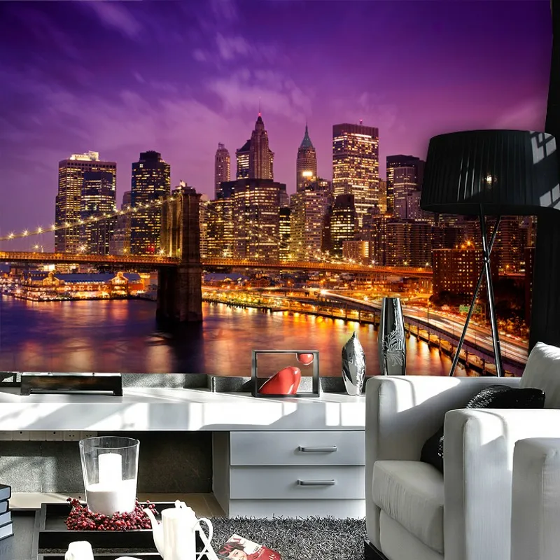 

Dropship Photo Wallpaper Retro Night Bar Manhattan Bridge Wallpaper Mural Wall Papers Living Room Papier Peint Mural 3d