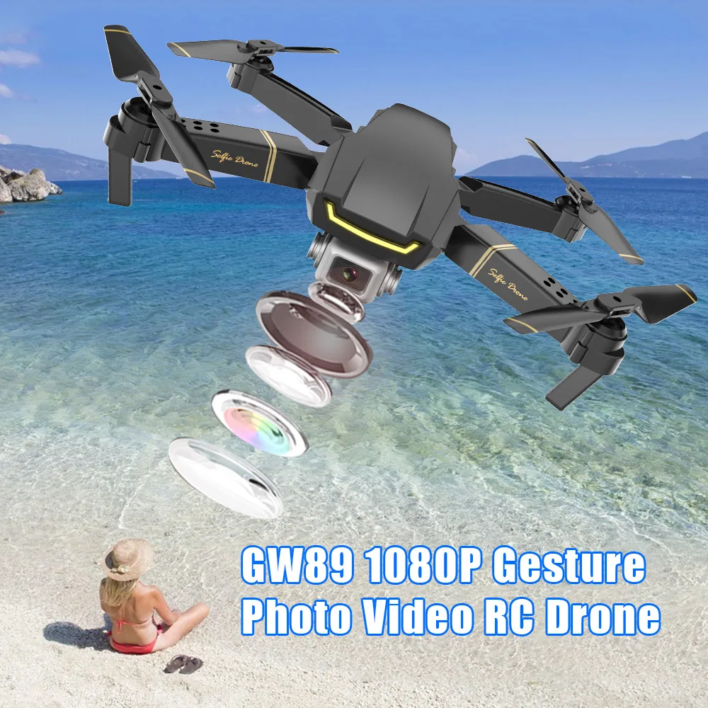 Мини Дрон игрушки GW89 дрона с дистанционным управлением Камера 1080P Wi Fi FPV жест Фото