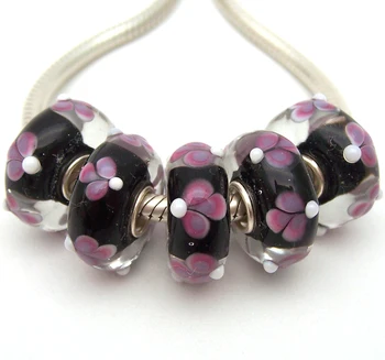 

JGWG2126 5X 100% Authenticity S925 Sterling Silver Beads Murano Glass beads Fit European Charms Bracelet diy jewelry Lampwork