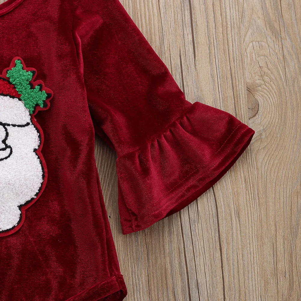 Imcute New Christmas Baby Girls Santa Claus Romper Long Sleeves Infant Newborn Baby Jumpsuit Princess Plush Clothes Gift
