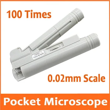 

100 Times LED Illuminated Focus Adjustable Zoom Pocket MIcroscope Handheld Magnifier Foldable Loupe with Light and Reading Scale