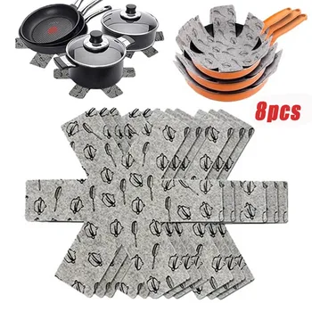 

8 Pcs Non-woven Fabrics Pots Pans Separator Scratchproof Protectors for Table Pots and Pans Separator Placemat Kitchen Tools