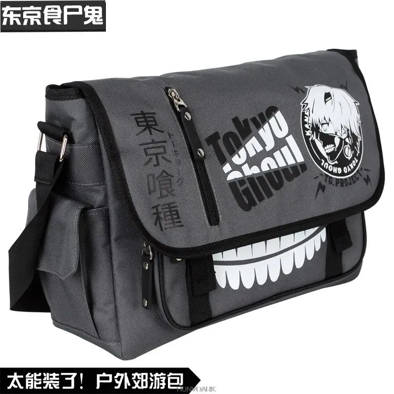 Attack on Titan Canvas Messenger Bag para homens, bolsas de ombro crossbody, Tokyo Ghoul Anime Capacidade