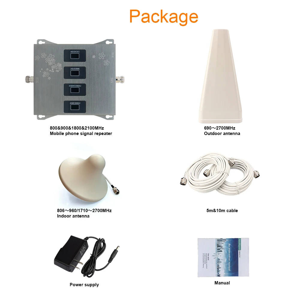 Four Band Mobile Cellular Signal Repeater Set 2G