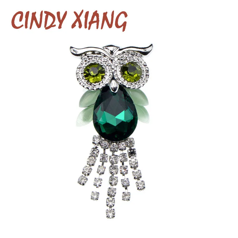 CINDY XIANG зеленый цвет Сова броши для женщин стразы кисточка булавка животный