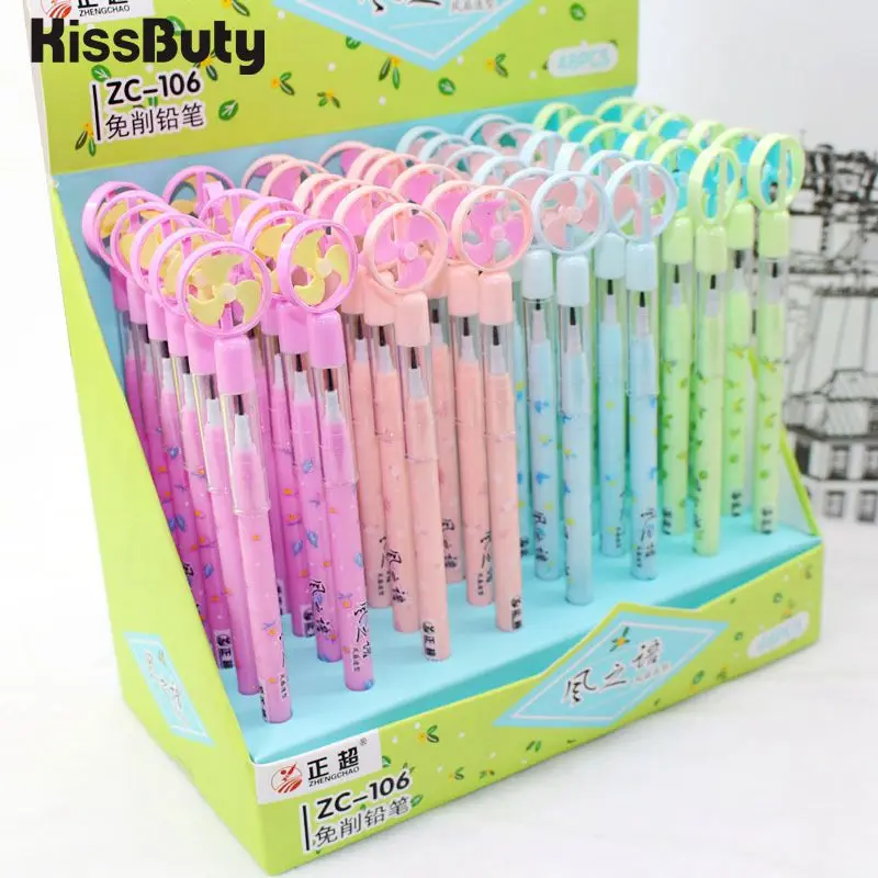 

KissButy 48Pcs/Set Cute Windmill Mechanical Pencil Set 0.5mm HB For Girls Gifts Kawaii Stationery Office School Supplies