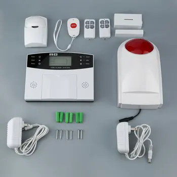 

9pcs/set GSM Wireless Smart Voice Anti-theft Alarm System with LCD Display&pir Sensor&magnetic Door Detector&strobe Siren LESHP