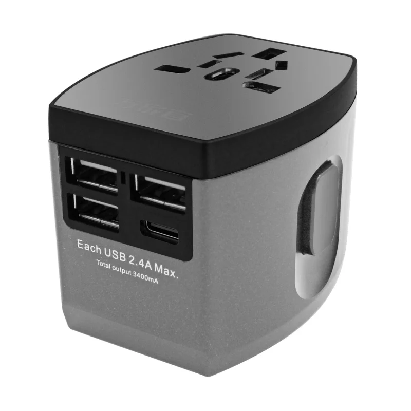 Все-в-одном Международный адаптер для путешествий 5V 3.4A 3 порта USB+ type C-универсальный сетевой адаптер для США/ЕС/Австралии/Великобритании
