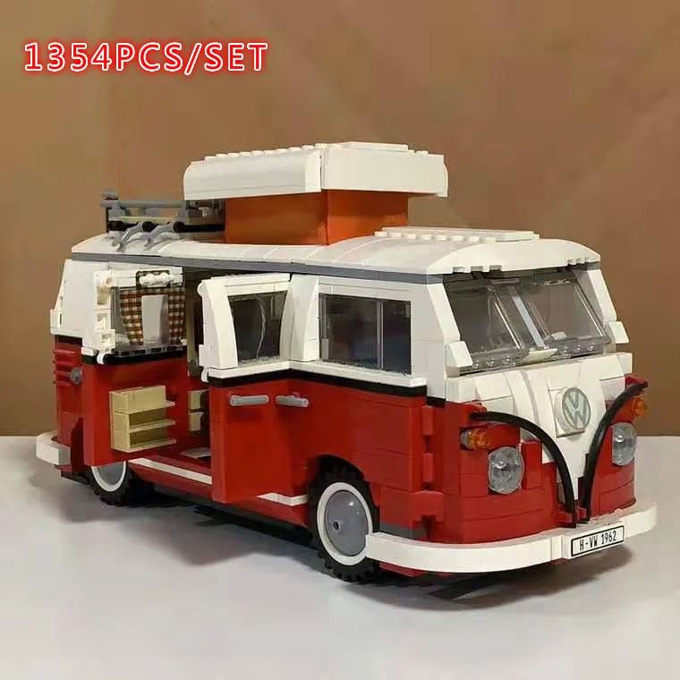 

NEW 1354Pcs Creator Volkswagen T1 Camper Van car fit technic Model Building block Bricks Toys 10220 gift kid set boy