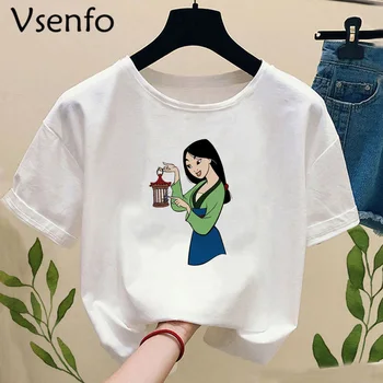 

Fashion Mulan T Shirts Women Harajuku Funny Ulzzang T Shirt Women's Streetwear Vintage White Summer Tops Tees Camiseta Mujer