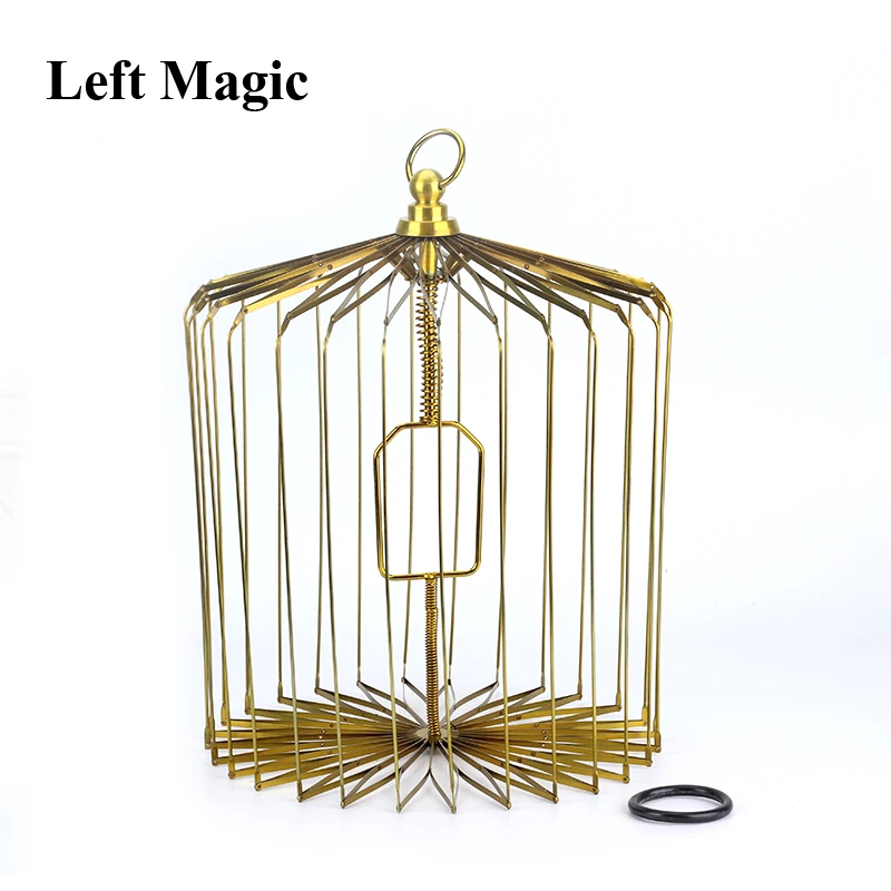 Gold Steel Appearing Bird Cage - Large Size (Dove Appearing Cage) Stage Magic Tricks Novelties Gimmick Illusions Props Comedy