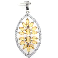 Романтический Золотой Цитрин женский подарок серебряный кулон 38x19 мм