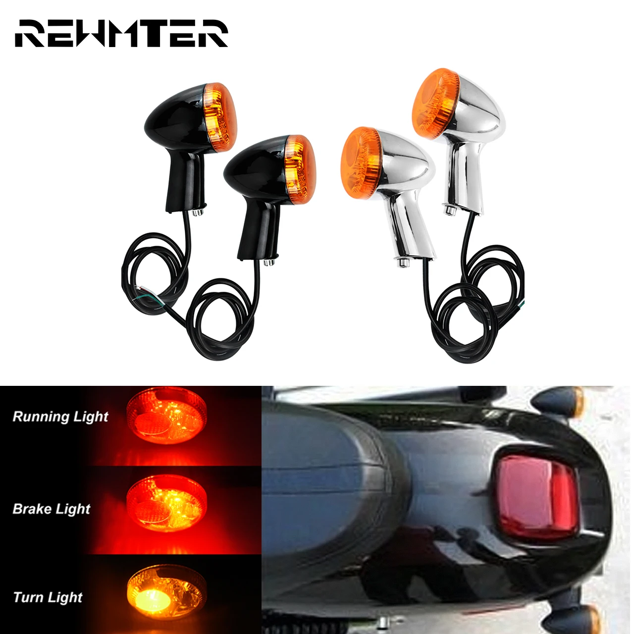 Motorcycle Rear Led Turn Signals Indicators Lights Brake Running Lamp