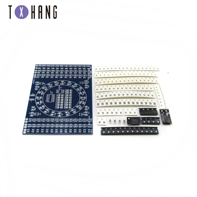 

CD4017 Rotating LED SMD NE555 Soldering Practice Board DIY Kit Fanny Skill Training Electronic Suit