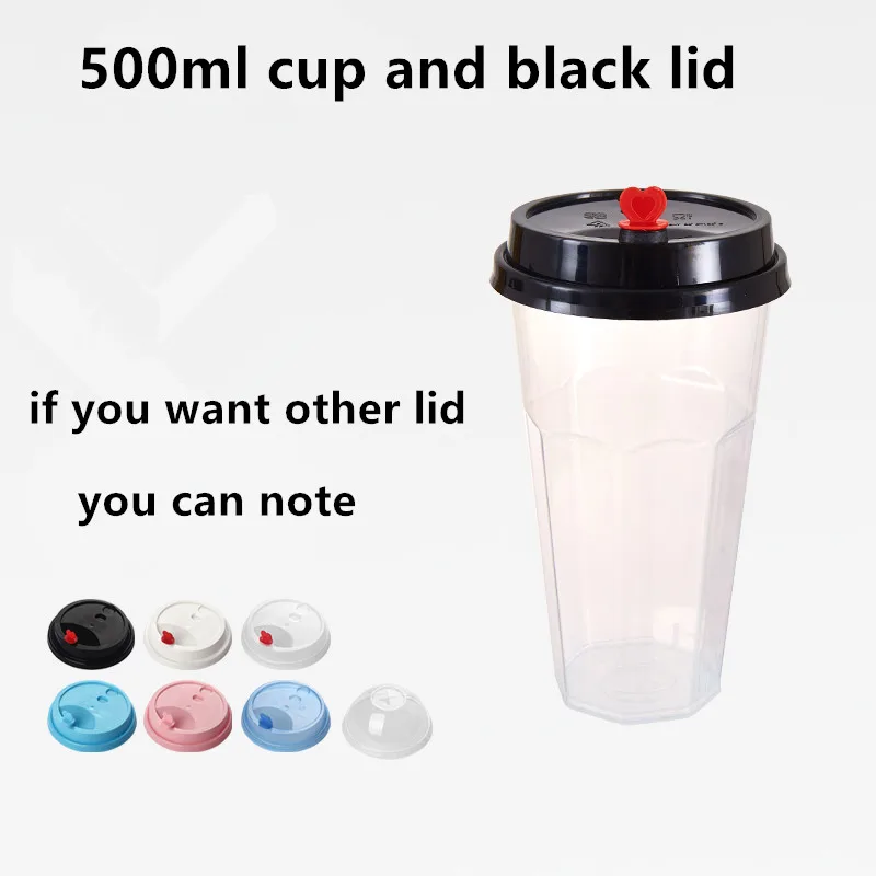 cup and lid1 50pcs Disposable transparent pp octagonal injection molding cup thick milk tea juice drink cup takeaway packaging cup with lid - Цвет: cup and lid1
