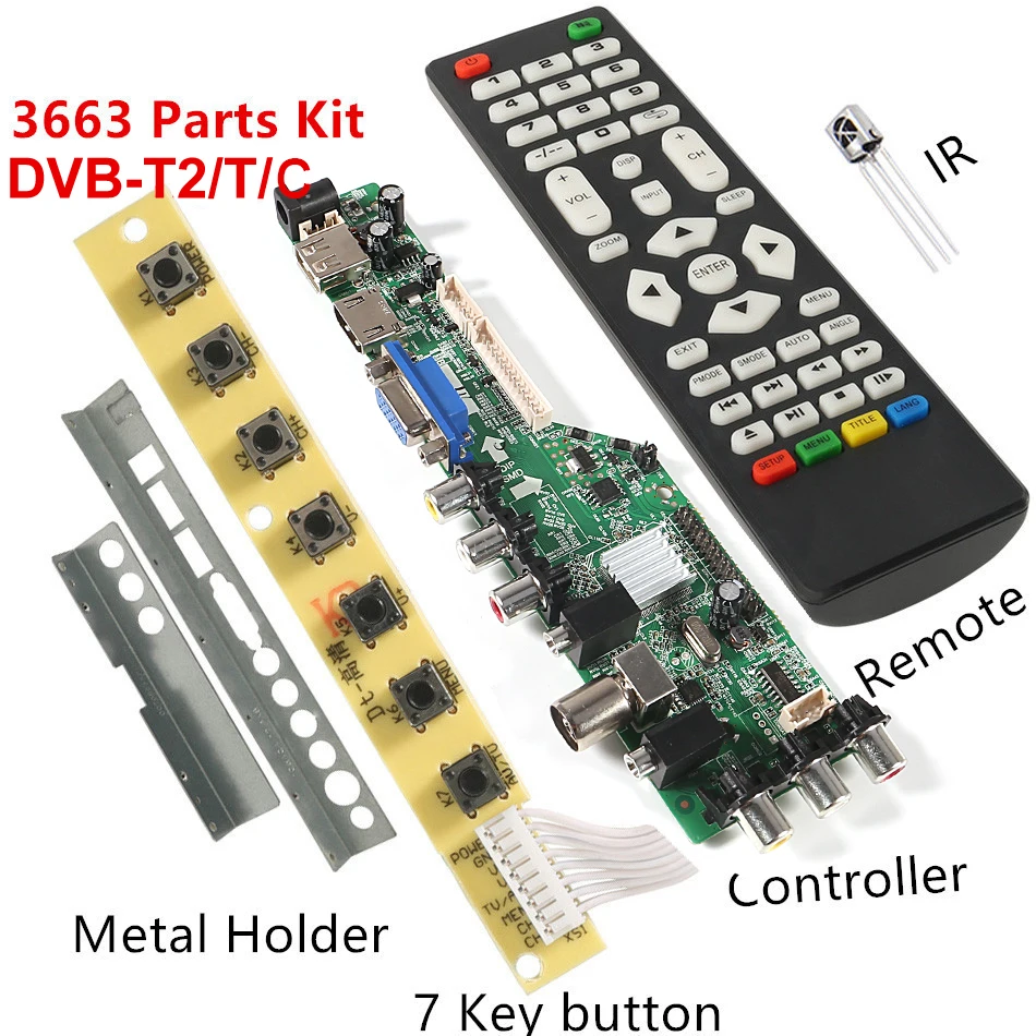 Бесплатная доставка! 3663 Новый цифровой DVB-C DVB-T/T2 Универсальный ЖК-дисплей