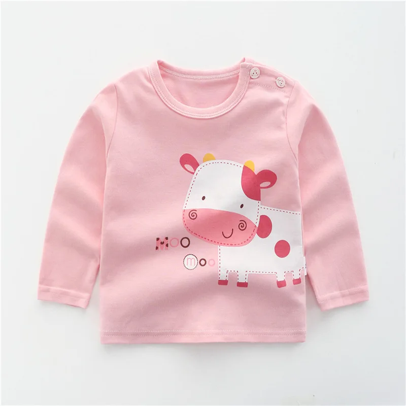 Хлопковая Детская футболка с длинными рукавами; Новинка г.; осенний джемпер для маленьких мальчиков и девочек; Осенняя рубашка для детей - Цвет: Фиолетовый