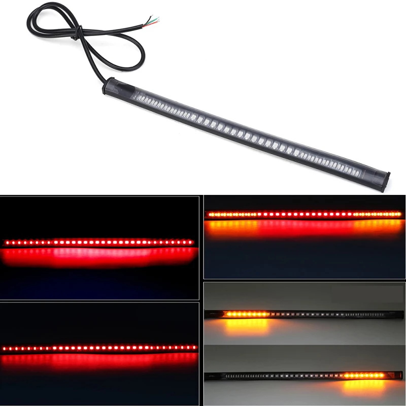 

48LED Motorcycle Turn Signal Light Tail Brake Stop License Plate Lamp Strip Integrated 3528SMD Flexible Waterproof Accessories