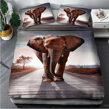 

WOSTAR 2020 Classic theme 3d bedding sets animal duvet cover and pillowcase Home Textiles king size bedding set Elephant