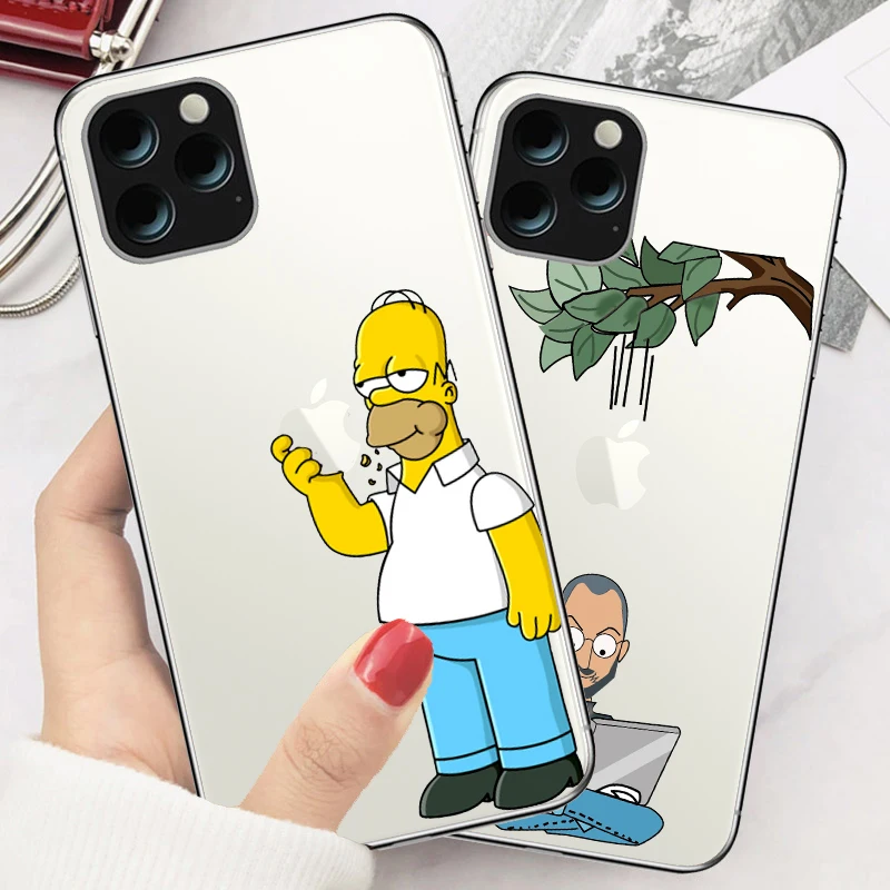 Модный Симпсон Eat apple логотип для iphone 11 11PRO X XR XS MAX 5S SE2020 6S 7 8PLUS роскошный мягкий