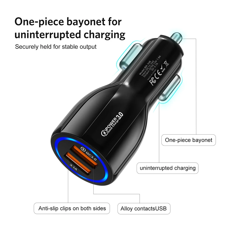 Lovebay 30W 3.1A Car Charger Quick Charge 3.0 Universal Dual USB Fast Charging For iPhone Xiaomi Samsung Phone Charger In Car