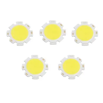 

5pcs/lot Pure White Round COB Super Bright Long Service Life LED Less Thermal Resistance SMD Chip Light Lamp Bulb DC 9-12V 3W