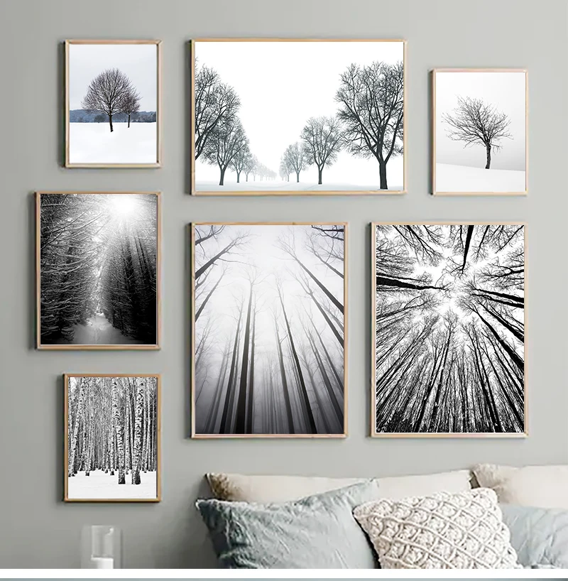 Home Decor Art Prints Tall Trees Forest Natural Wall Pictures Living Room Art Decoration Picture Nordic Poster Canvas Painting