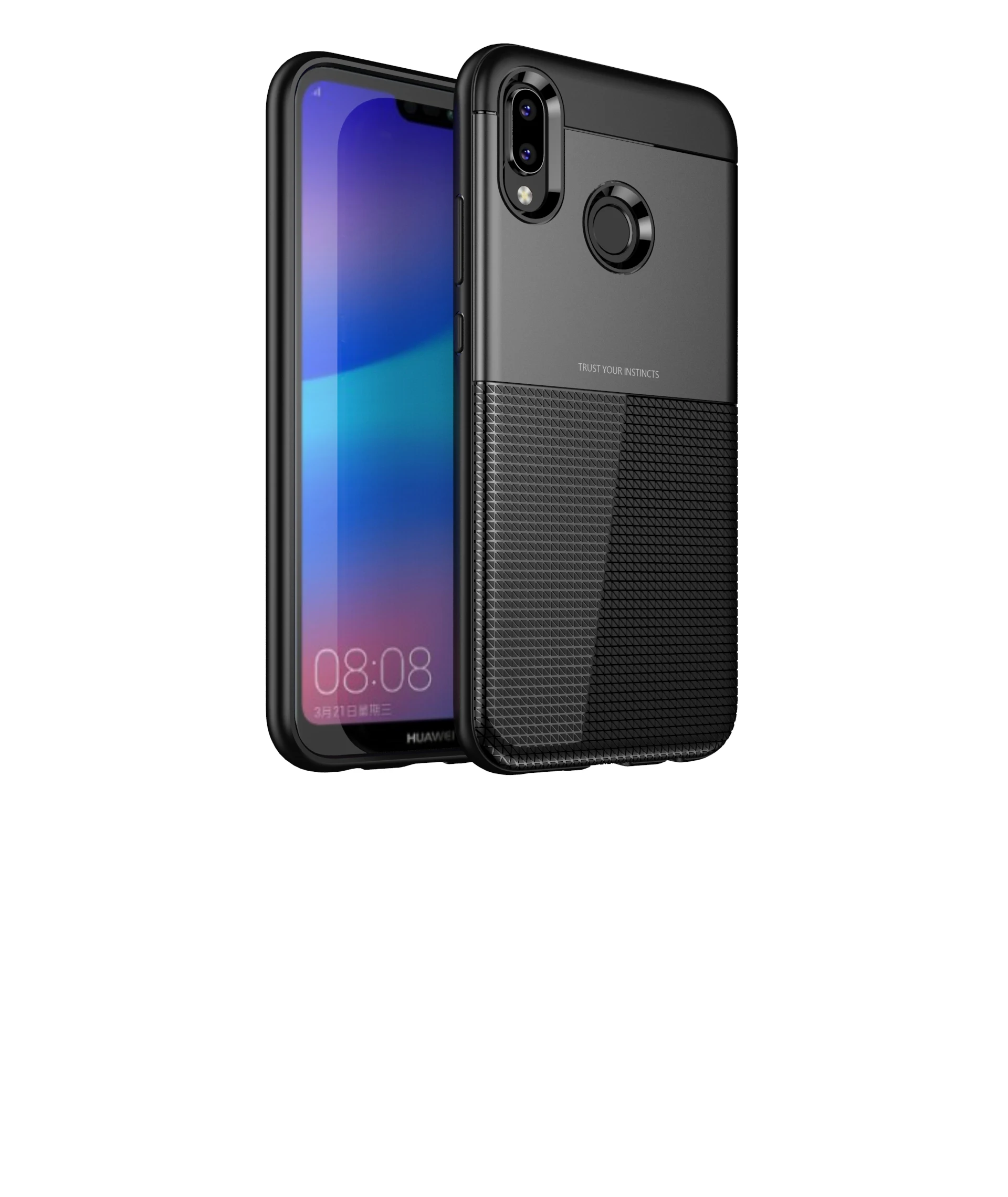Противоударный чехол для телефона huawei Nova 3e - Цвет: Черный