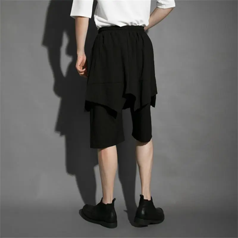 Men's False Two Pieces Of Pant Skirt Classic Dark Personality Hair Stylist Clothing Casual Fashion Loose Oversized Pants
