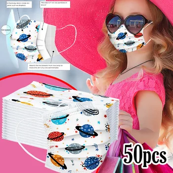 

50pcs With Box Children 3 Layer Elastic Mouth Mask Kids Disposable Mask Soft Breathable Nonwoven masks Face Cover Protect#YL5