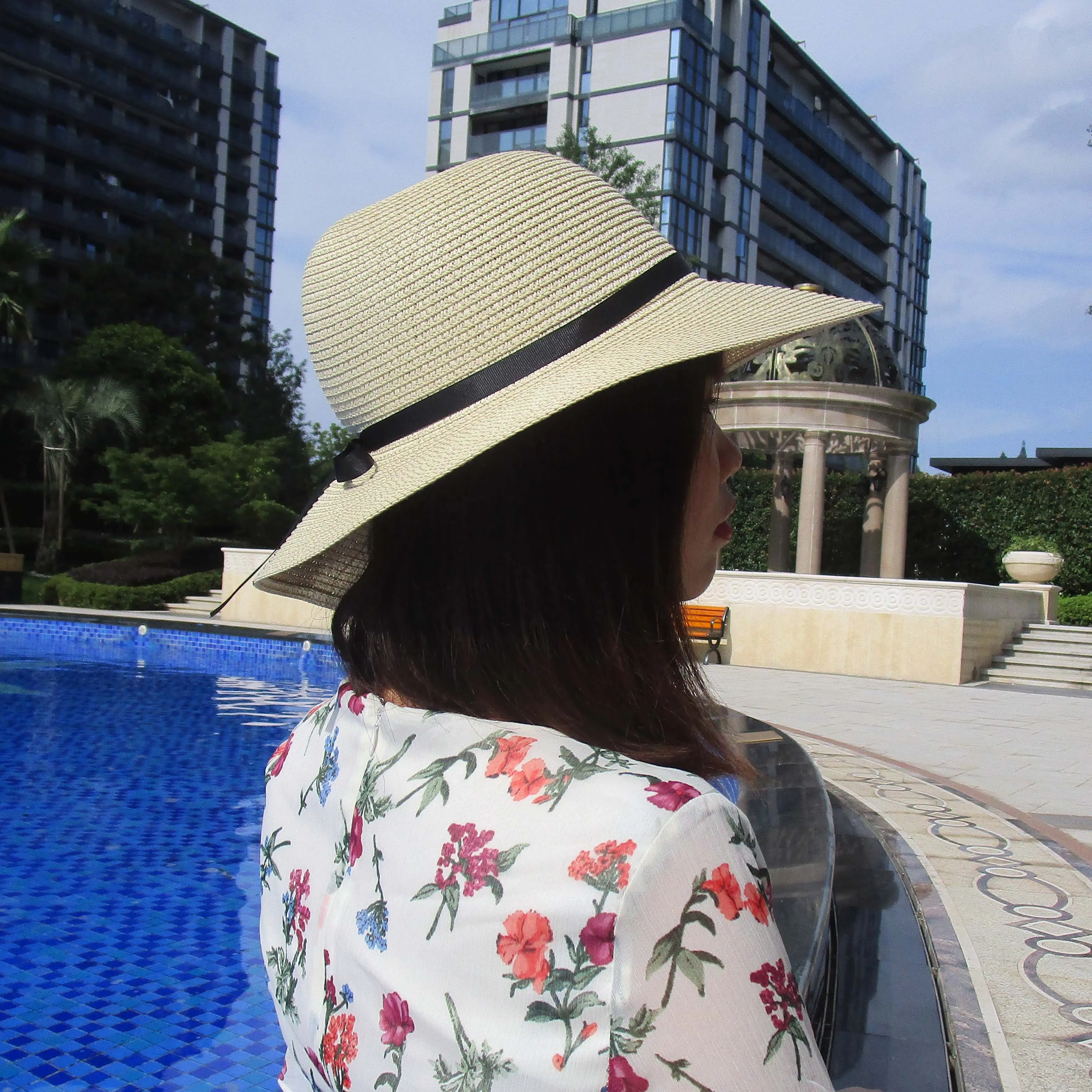 Бежевый большой хорошее качество шляпы для женщин шляпа с широкими полями флоппи