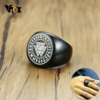 

Vnox Stainless Steel Viking Rune Signet Ring for Men Black Male Punk Jewelry with Triple Knot Icon #8 - #13