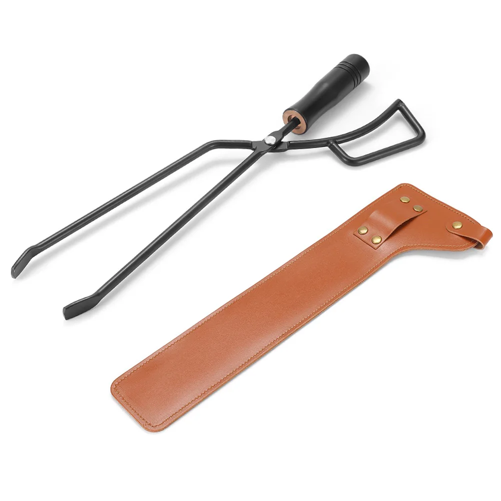 BBQ Charcoal Fire Tongs With Wood Handle Anti Scalding Fire Tongs With
