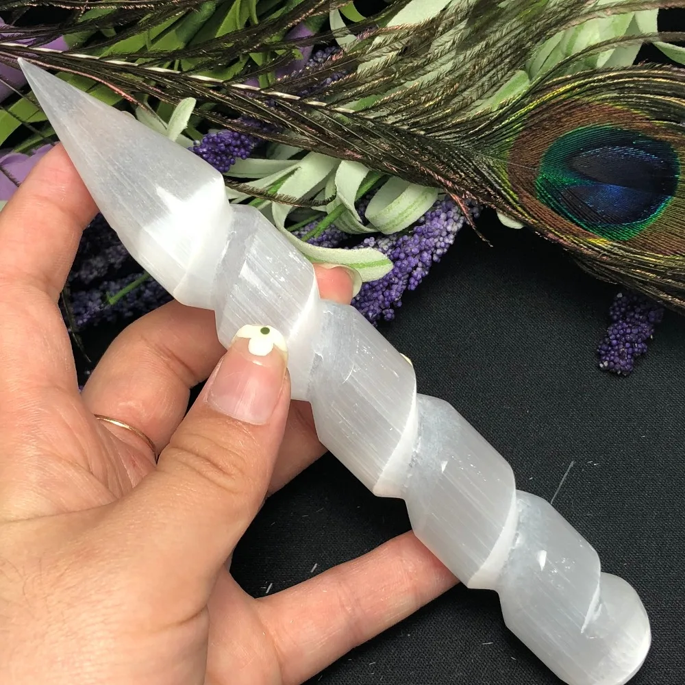 СЕЛЕНИТ кристаллические палочки целебный массаж спиральная полированная палка для бревна гипсовая Очистка